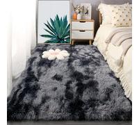 LISANSAN Alfombra Grande 180 x 370 cm Tie Dye Alfombras Salón Grandes Pelo Largo Resistente a La Intemperie for Living Room Niña Juvenil Adulto, Gris Oscuro