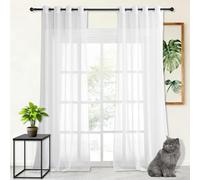 LISANSAN Cortina Translúcida Ventana 140 x 200 cm Translucidas Cortinas Cortas Ventanas Monocolor para Ventana Dormitorio, Blanco
