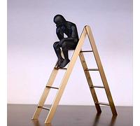 LISAQ Escultura de Pensador de Auguste Rodin, Lindo Pensador en Las escaleras, estantería de exhibición de Ventana, decoración clásica del hogar, Hombre Negro