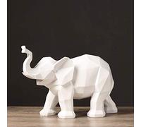 LISAQ Esculturas de Estatua de Elefante Blanco geométrico Abstracto nórdico Figuras de Animales decoración del hogar