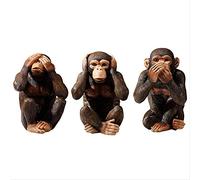 LISAQ Estatua Europea de los Tres Monos sabios No Ver, no Escuchar, no Decir, Mono, Escultura artística, Manualidades Creativas de Resina de Animales, Po (Paquete de 3)