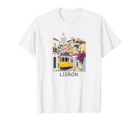 Lisboa Camiseta gráfica económica, Hombre, Blanco, L