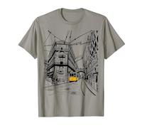 Lisboa City Portugal - Amante de los Viajes de Tren Amarillo Dibujado a Mano Camiseta, Hombre, Pizarra, M