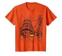 Lisboa City Portugal - Amante de los Viajes de Tren Amarillo Dibujado a Mano Camiseta, Niños, Naranja, 10 años