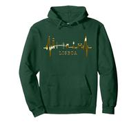 Lisboa Horizonte Latido Corazón Bandera De Portugal Skyline Sudadera con Capucha, Unisex para Adultos, Verde Bosque, L