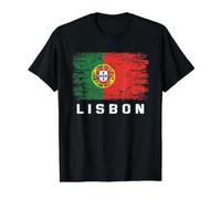 Lisboa Portugal Camiseta gráfica económica, Hombre, Negro, M