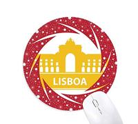 Lisboa Portugal el amarillo Landmark Wheel mouse pad de goma roja redonda