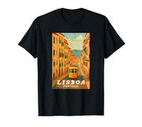 Lisboa Portugal Tranvía Retro Viajes Obra de Arte Camiseta