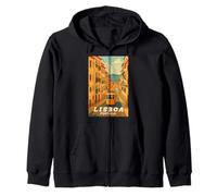 Lisboa Portugal Tranvía Retro Viajes Obra de Arte Sudadera con Capucha