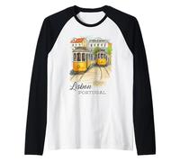 Lisboa Portugal Tranvía Vintage City Art Camiseta Manga Raglan