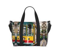 Lisboa Tranvía Bolsa de viaje cruzada de mano Bolso de hombro simple Bolsa de deporte y fitness Bolsa de fin de semana de noche, negro, talla única, Negro, One size