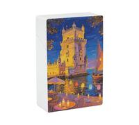 Lisbon Belem Tower - Estuche para cigarrillos de plástico duro con tapa abatible, delgado, tamaño de bolsillo, para 20 cigarrillos tamaño King, impermeable, a prueba de aplastamientos, accesorios para