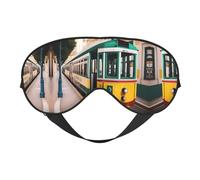 Lisbon - Máscara de ojos opaca suave de doble cara con patrón de tranvía