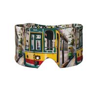 Lisbon - Orejeras para dormir con estampado de tranvía para viajes, bloqueo de ruido y cobertura de luz, ayuda para dormir