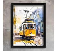 Lisbon Tram Portugal Watercolour Painting Wall Art Print Poster Picture A3 A4 A5 Poster A5 - Inspirador Motivacional Arte de la pared Vida diaria Cita alentadoras frases cortas famosas palabras inspi