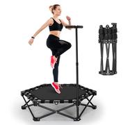 Lischwert Trampolín de fitness de 101.6 cm con barra de mango ajustable, silencioso, mini trampolín elástico, rebotador, entrenamiento cardiovascular para adultos, carga máxima de 150 kg
