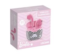 Lisciani - Barbie - Auriculares Inalámbricos Bluetooth - Desde 12 Años | Audio Juvenil sin Cable - Estuche de Carga con Diseño Blanco y Negro - Volumen Seguro y Batería Recargable - Formato Ligero