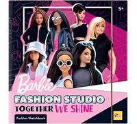 Lisciani - BARBIE - Cuaderno de Bosquejos Juntos Brillones - Estudio de Moda - Modelos Para Vestir - Juego Creativo - Rotuladores de Color - Para Chicas Mayores de 4 Años