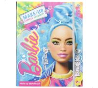 Lisciani Barbie - Set de maquillaje infantil, incluye sombras de ojos, coloretes, brillo de labios, pinceles, lápiz de ojos, gemas adhesivas, libro con actividades recortables, carpeta con espejo,