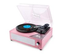 Lisciani - Barbie - Tocadiscos de Vinilo Retro de Madera - Desde 12 Años | Giradiscos de Sobremesa - Altavoz Integrado y Entrada AUX - Estilo Vintage para la Habitación - 3 Velocidades: 33, 45 y 78