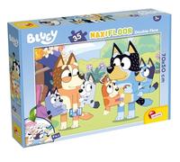 Lisciani - Bluey - MaxiFloor - 35 Piezas - Puzzle para niños Desde 4 años - Formato 70 x 50 cm - Ilustración Doble Cara con Reverso para Colorear - Actividad Creativa - Coordinación Ojo-Mano
