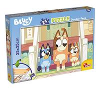 Lisciani - BLUEY Puzzle DF- Mr Monkey Jocks - - Puzzle doble cara con escena en blanco y negro para colorear - Formato 25x35 - 24 piezas - Estimula la creatividad - Para niños a partir de 3 años