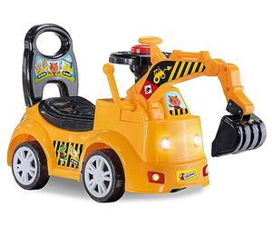 Lisciani - Bulldozer - Portador Electrónico Parlante - Juguete Educativo - Luces, Sonidos y Melodías - Brazo Mecánico - Amarillo y Negro - De 9 a 36 Meses - CAROTINA BABY