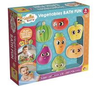 Lisciani - CAROTINA - Baño Sensorial Juguetes Vegetales para Bebés a Partir de 6 Meses - 8 Juguetes Flotantes Libres de BPA + Alfombrilla Hinchable para el Agua