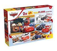Lisciani - Disney Cars - Set de 2 Puzzles de 12 Piezas - Desde 3 Años | Juego de Iniciación al Montaje - Dos Escenas con Rayo McQueen - Reverso en Blanco y Negro por Colorear - 12 Piezas Gruesas