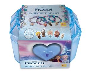 Lisciani - Disney Frozen - Cofre Secreto de Perlas con Llave - Desde 3 Años | Kit de Bisutería Infantil - Cerradura, Cuentas de Colores y Dijes a Juego - Pulseras y Collares - 5 Charms Coleccionables