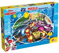 Lisciani - Disney Mickey Mouse - Mi Primer Puzzle 24 Piezas - Desde 3 Años | Puzzle Doble Cara Mickey - Piezas de Cartón Rígido, Reverso para Colorear - Primeros Encajes y Lógica - Formato 50 x 35 cm