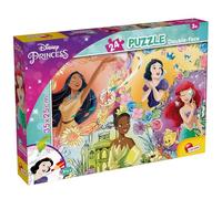 Lisciani - DISNEY PRINCESAS Puzzle - 24 Piezas - Para Niños desde 3 Años - Puzzle con Doble Cara para Colorear con Princesas Disney incluyendo Pocahontas, Blanca Nieves, Ariel y Tiana