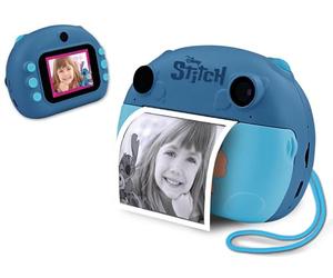 Lisciani - Disney Stitch - Cámara Instantánea para Niños - Desde 6 Años | Aparato Fotográfico 3 en 1 - Foto, Vídeo y Selfie con Impresión Directa - Correa, Cargador y 10 Marcos - 3 Rollos, 180 Fotos
