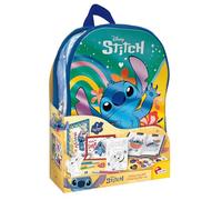 Lisciani - Disney Stitch - Mochila con Set para Colorear - Desde 5 Años | Kit Creativo Portátil - 7 Pop-Ups, Cuaderno Creativo y Pegatinas - Decorar y Llevar a Todas Partes - 4 Rotuladores Incluidos