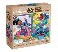 Lisciani - DISNEY STITCH Puzzle - Puzzle de 60 Piezas de Doble Cara para Niños a Partir de 4 Años - Dorso para Colorear - 50x70 cm - Actividad Manual de Puntadas - Regalo de Cumpleaños