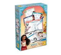 Lisciani - Disney Vaiana - Escuela de Dibujo de Bolsillo - Desde 3 Años | Estuche de Preescritura Portátil - 4 Mini Pizarras Borrables y Cuaderno - Gesto y Destreza - Ejercicios de Trazo Guiados
