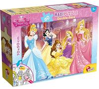 Lisciani Puzzle Maxi Floor para niños de 60 piezas 2 en 1, Doble Cara con reverso para colorear - Disney Princesas 48250