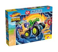 Lisciani - HOT WHEELS M-Plus Puzzle - Puzzle 24 piezas Monster Trucks para niños 3+ - Formato 25x35 cm - Actividad educativa - Motricidad y observación - Regalo cumpleaños