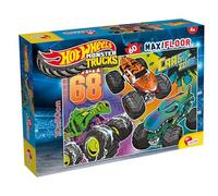 Lisciani - Hot Wheels Monster Trucks - 2 Puzzles 60 Piezas - Desde 4 Años | Set MaxiFloor Doble - Dos Escenas de Vehículos por Recomponer - Sentido de la Observación y Habilidad Manual - 50 x 35 cm