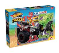 Lisciani - HOT WHEELS Puzzle MaxiFloor - 24 Piezas - Para Niños desde 3 Años - Gran Puzzle Monster Trucks con Coches de Carrera BoneShaker y Gunkster - Desarrolla Reflexión y Destreza