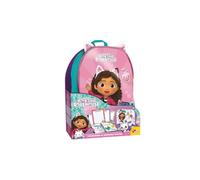 Lisciani - LA CASA DE MUÑECAS DE GABBY - Mochila escolar para colorear y dibujar - Para niños 4 + - Con rotuladores, lápices de colores y páginas de colores - GABBY'S DOLLHOUSE
