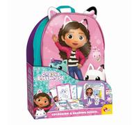 Lisciani - LA CASA DE MUÑECAS DE GABBY - Mochila escolar para colorear y dibujar - Para niños 4 + - Con rotuladores, lápices de colores y páginas de colores - GABBY'S DOLLHOUSE