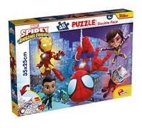 Lisciani - Marvel Spidey - Puzzle Doble Cara de 48 Piezas - Desde 3 Años | Juego Educativo de Reconstitución - Escena del Dibujo Animado por Colorear al Dorso - Memoria y Precisión - Mide 35 x 25 cm