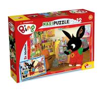 Lisciani - Maxi Puzzle - Bing en la Escuela o en la Tienda - Juego de Reflexión - Juego Educativo - 2 Rompecabezas de 12 Piezas - 50 x 35 Cm - Para Niños a Partir de 3 Años