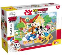 Lisciani - Mickey Mouse - Maxi Puzzle de 60 Piezas - Desde 4 Años | Gran Rompecabezas Reversible - Coloreado XXL al Dorso de la Lámina Montada - 60 Piezas Gruesas - Formato Final 70 x 50 cm