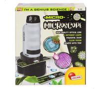 Lisciani - Microscopio óptico para niños, micro microscopio electrónico 2 en 1, observación libre o con portaobjetos, pequeño, portátil, ligero, zoom 160x, regalo niño 7 años, juguetes para niños y