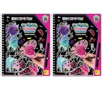 LISCIANI - Monster High - Cuaderno de Dibujos para Rascar Monster High - Monster Friend Forever - para Niños a Partir de 4 Años - 44 Páginas - Lápiz para Rascar Incluido - Multicolor, Oro y Purpurina
