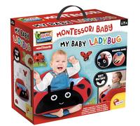 Lisciani - MONTESSORI BABY - Mi bebe mariquita- Peluche suave e interactivo a partir de 6 meses - Juguete educativo y sensorial para bebés - Diferentes materiales y colores - Juego de motricidad fina