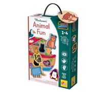 Lisciani - Montessori Baby - Puzzle de Madera Arca de Noé - Desde 1 Año | Juego de Encaje Sensorial - 6 Animales por Agarrar y Recolocar - Lógica, Tacto, Autonomía y Coordinación - Materia Natural 3D