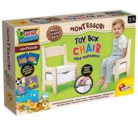 Lisciani - MONTESSORI - Caja Silla de Madera para Juguetes - Juegos Educativos - Cómodo - Cajón de Almacenamiento - Naranja y Beige - Para Niños a partir de 2 años